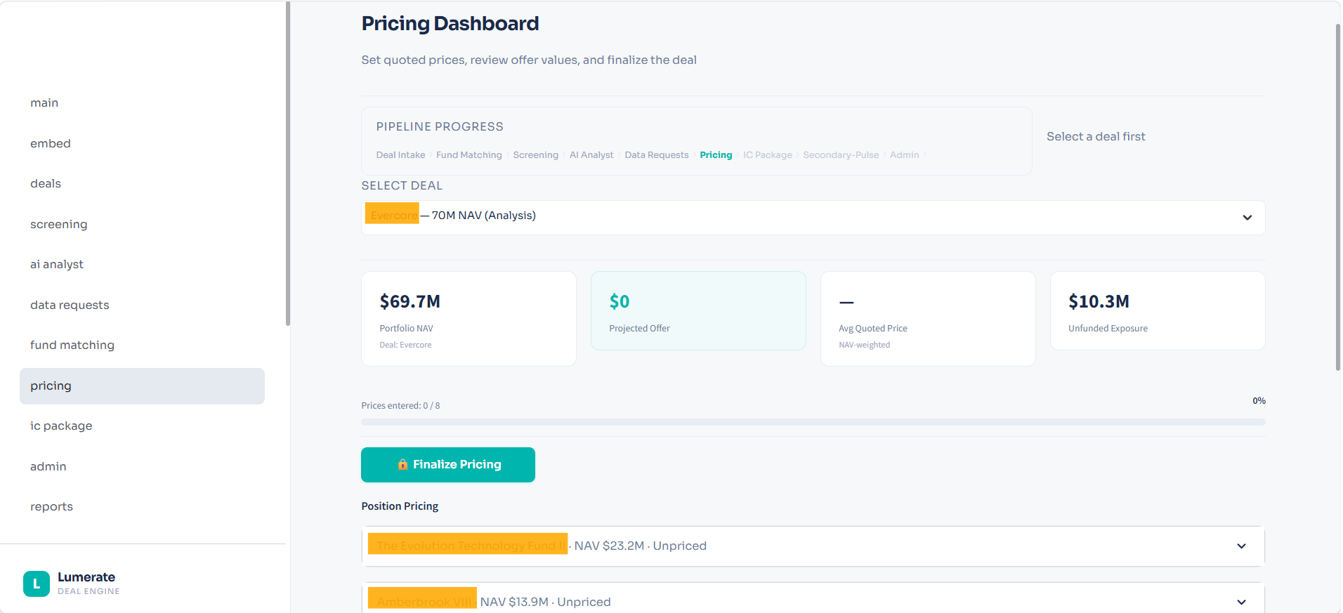 Pricing Dashboard